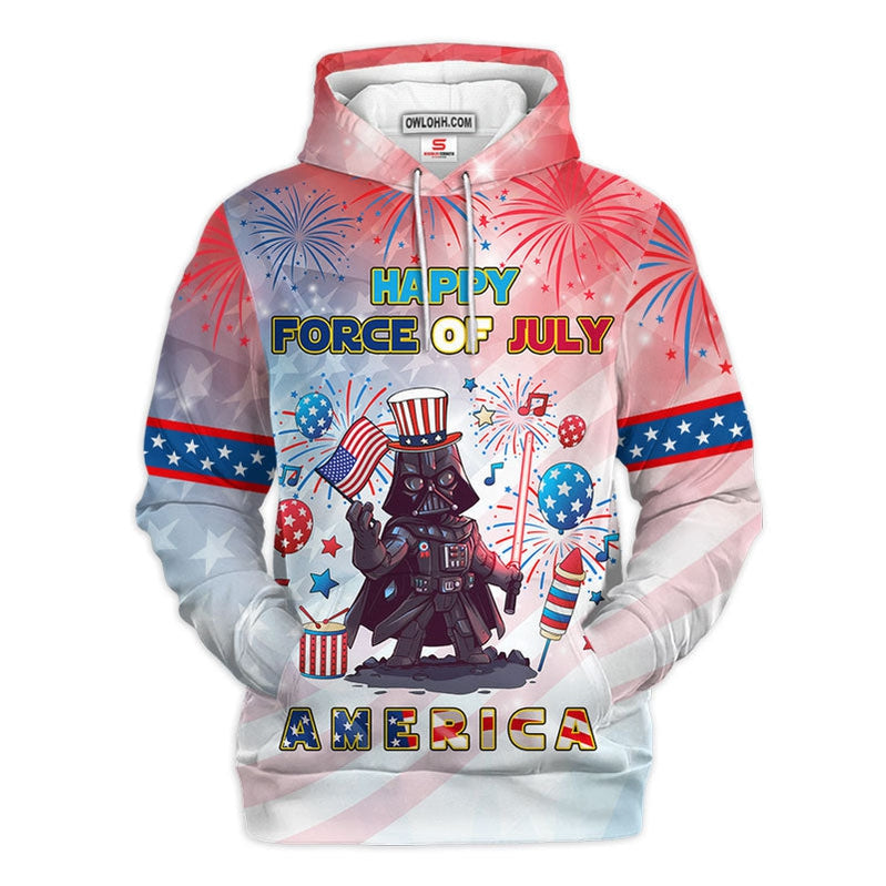 Star Wars Darth Vader Happy Force Of July America Gift For Fans - Hoodie  - Owl Ohh