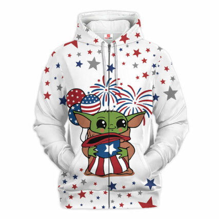 Star Wars Baby Yoda Independence Day Gift For Fans - Hoodie  - Owl Ohh