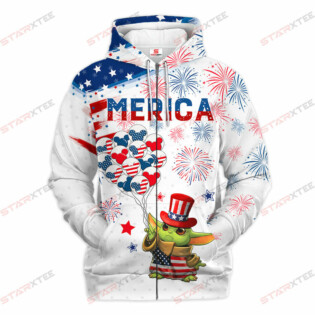 Star Wars Baby Yoda Merica Gift For Fans - Hoodie  - Owl Ohh