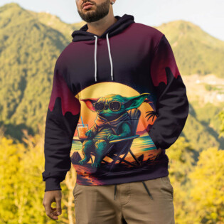 Star Wars Baby Yoda Beach Vibes Only Gift For Fans - Hoodie  - Owl Ohh