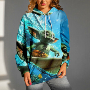 Star Wars Baby Yoda Surfing Gift For Fans - Hoodie  - Owl Ohh