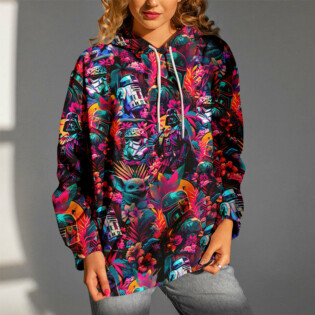 Star Wars Synthwave Summer Gift For Fans - Hoodie  - Owl Ohh