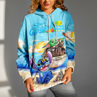 Star Wars Stitch And Baby Yoda Summer Gift For Fans - Hoodie  - Owl Ohh