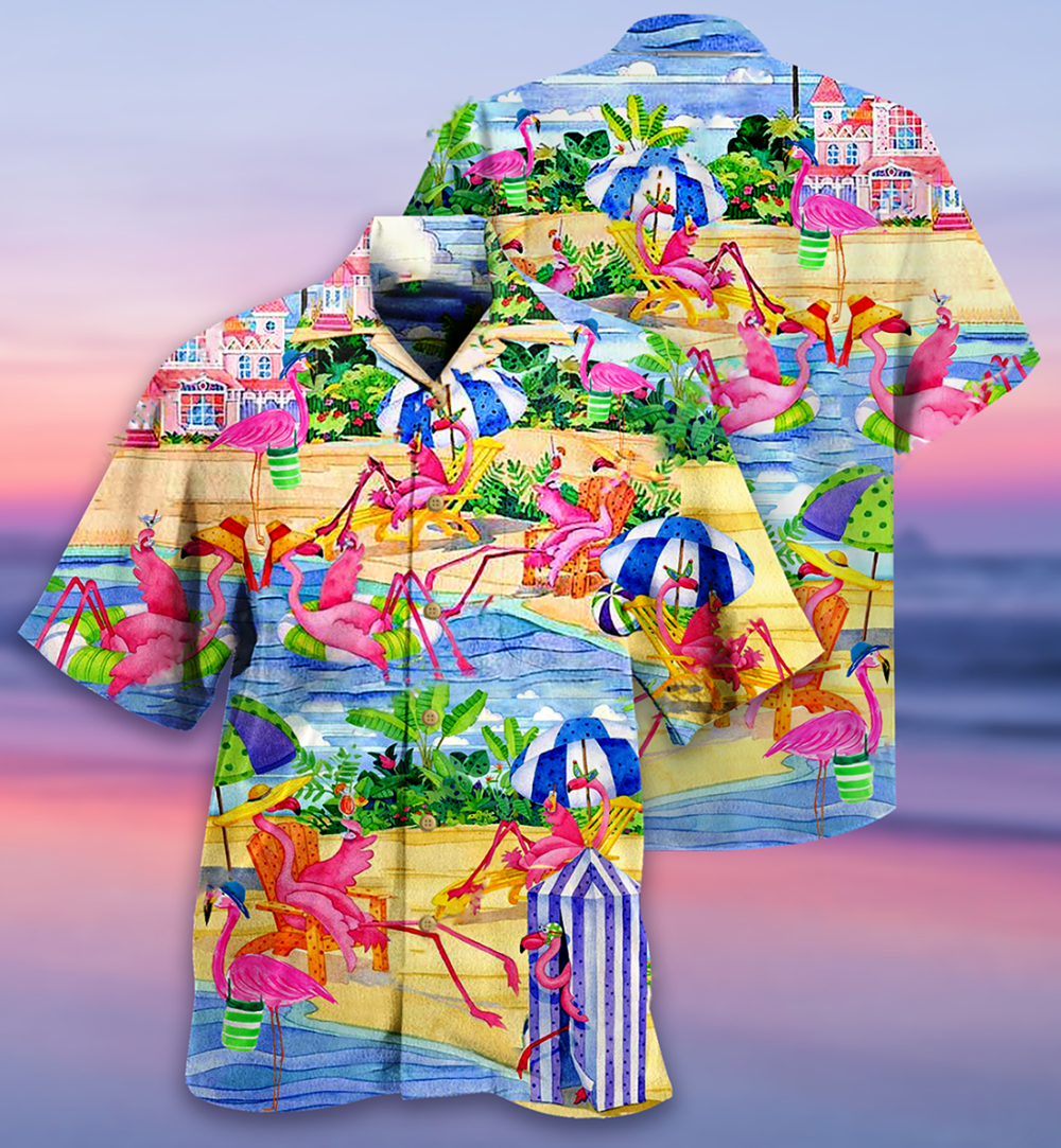 Flamingo Love Beach - Hawaiian Shirt - Owl Ohh - Owl Ohh
