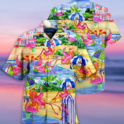 Flamingo Love Beach - Hawaiian Shirt - Owl Ohh - Owl Ohh