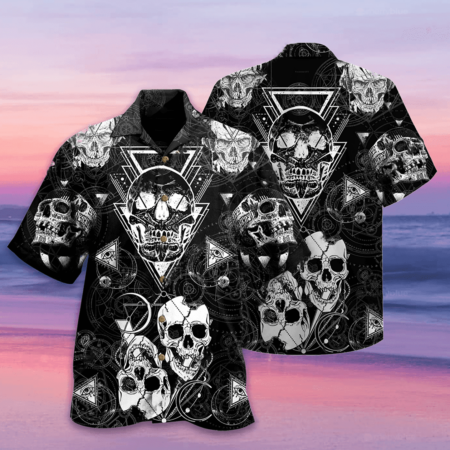 Skull Love Black - Hawaiian Shirt - Owl Ohh - Owl Ohh