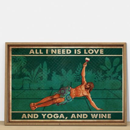 Yoga Love Peace And Wine - Horizontal Poster - Owl Ohh - Owl Ohh