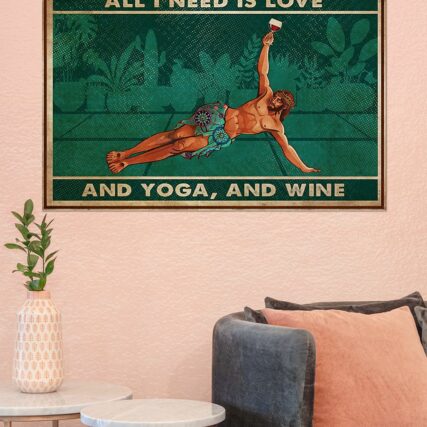 Yoga Love Peace And Wine - Horizontal Poster - Owl Ohh - Owl Ohh