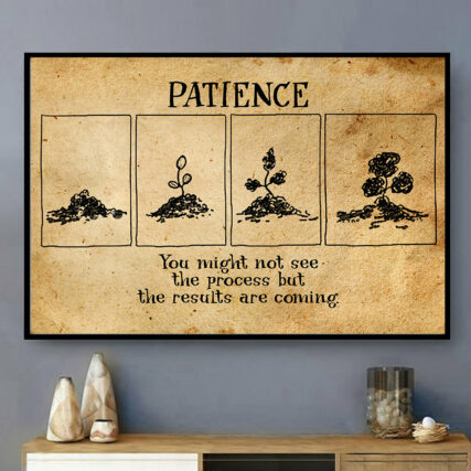 Yoga Patience With Yellow Style - Horizontal Poster - Owl Ohh - Owl Ohh