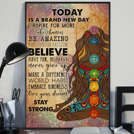 Yoga Today Is A Brand New Day - Vertical Poster - Owl Ohh - Owl Ohh