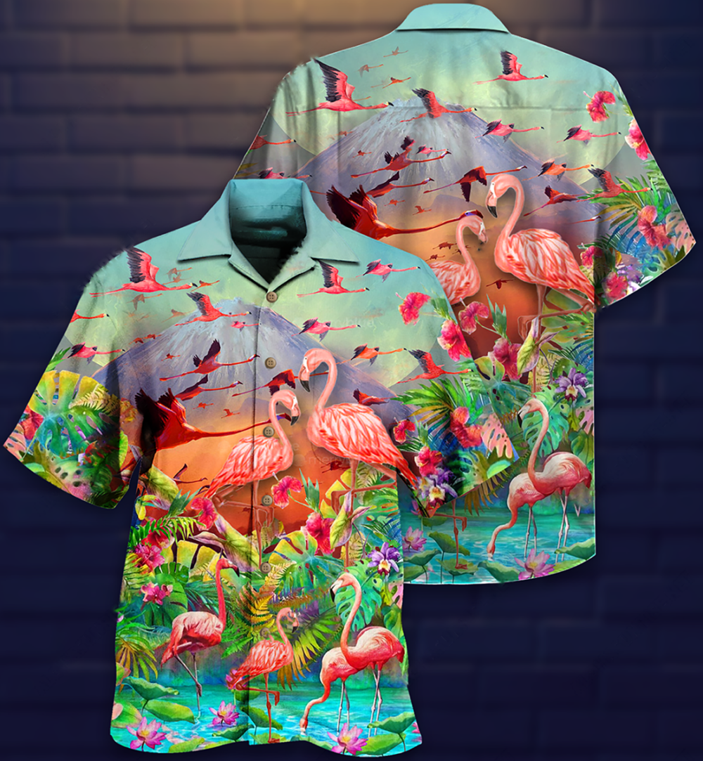 Flamingo Couple Love - Hawaiian Shirt - Owl Ohh - Owl Ohh