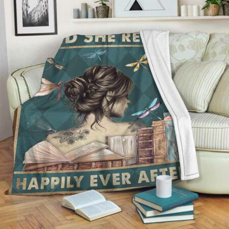 Book And She Read Happily Ever After Lovely Style- Flannel Blanket - Owl Ohh - Owl Ohh