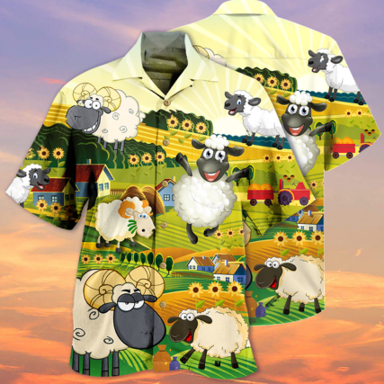 Sheep Happiness Sunflower Field - Hawaiian Shirt - Owl Ohh - Owl Ohh