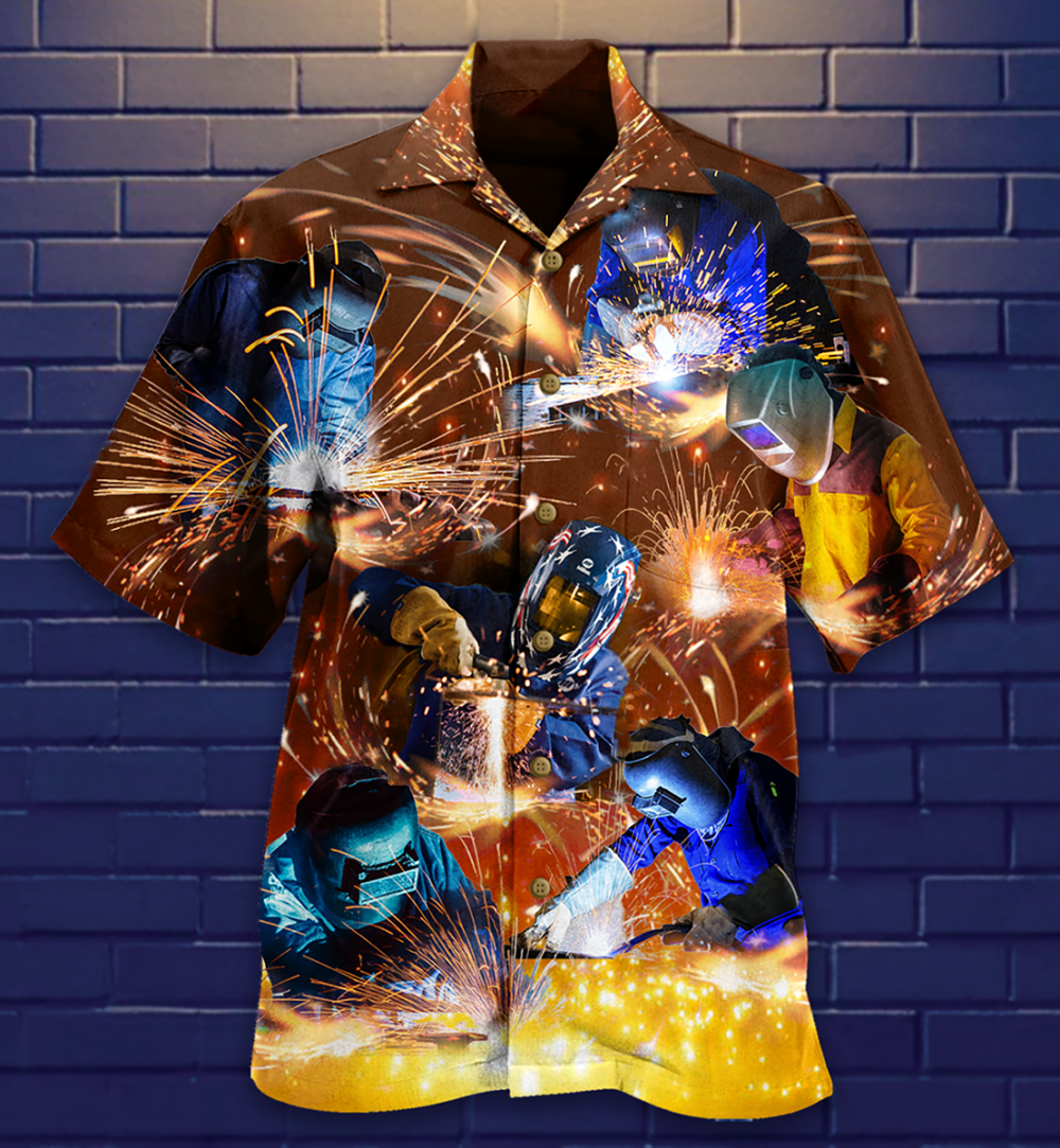 Welder Works Hard Love It - Hawaiian Shirt - Owl Ohh - Owl Ohh