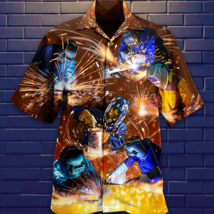 Welder Works Hard Love It - Hawaiian Shirt - Owl Ohh - Owl Ohh
