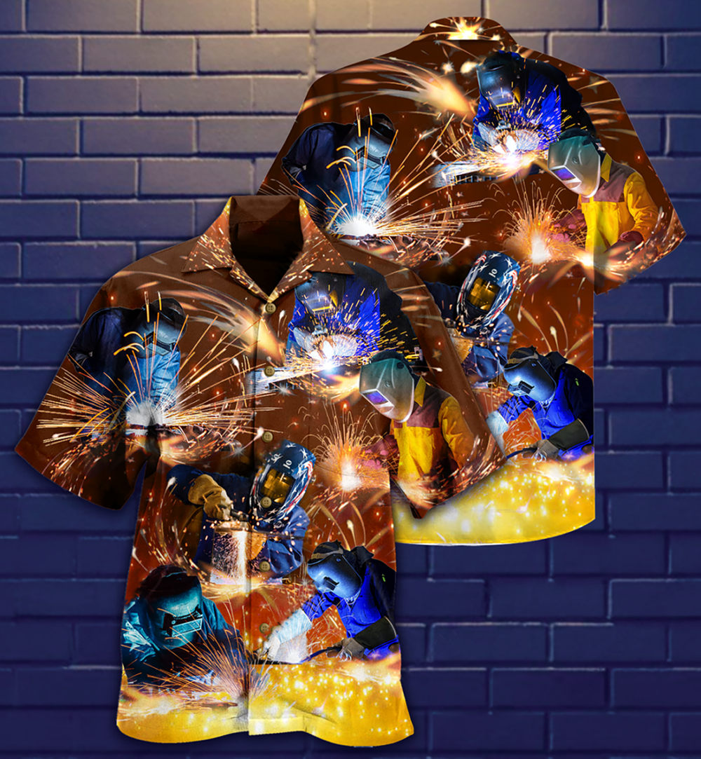 Welder Works Hard Love It - Hawaiian Shirt - Owl Ohh - Owl Ohh