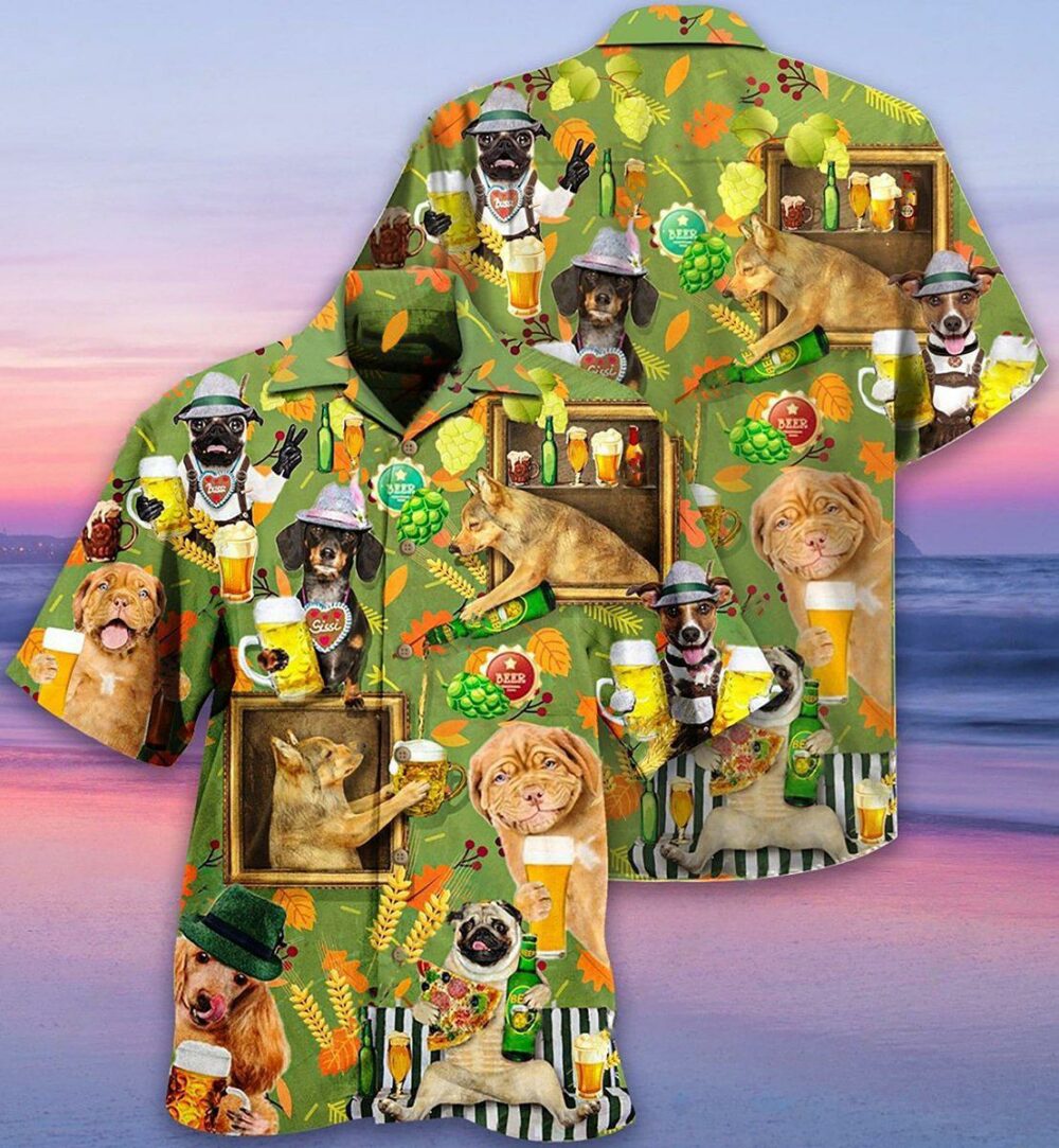 Beer Dogs Green Style - Hawaiian Shirt - Owl Ohh - Owl Ohh
