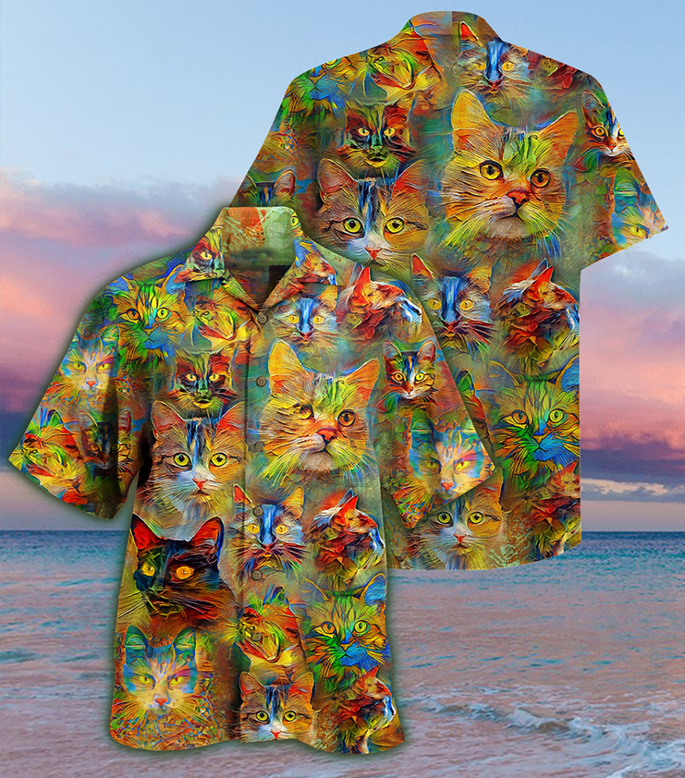 Cat Beautiful Colorful - Hawaiian Shirt - Owl Ohh - Owl Ohh