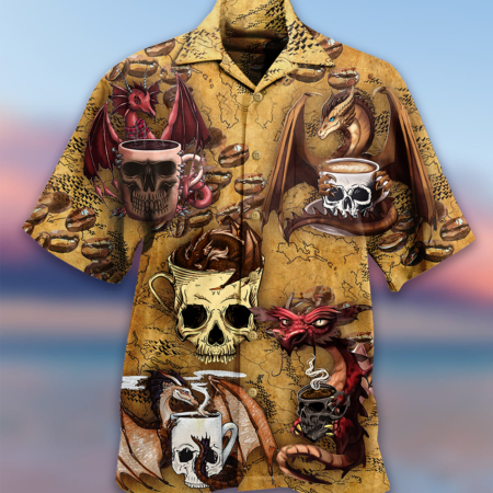 Dragon Love Coffee And Skull - Hawaiian Shirt - Owl Ohh - Owl Ohh