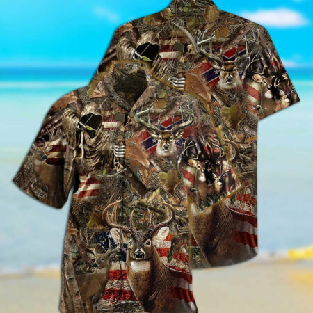 Hunting Deer Loves Forest America - Hawaiian Shirt - Owl Ohh - Owl Ohh