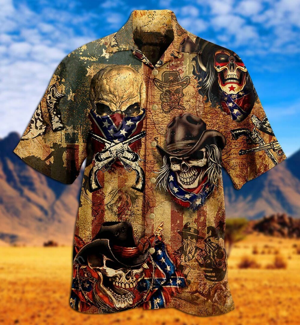 Cowboy Skull America Vintage Style - Hawaiian Shirt - Owl Ohh - Owl Ohh