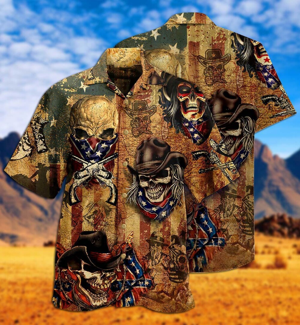 Cowboy Skull America Vintage Style - Hawaiian Shirt - Owl Ohh - Owl Ohh