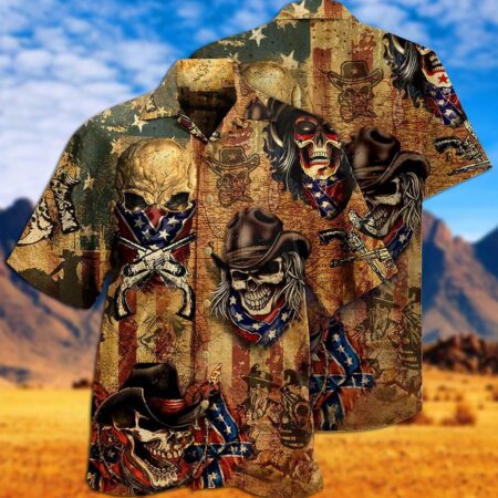 Cowboy Skull America Vintage Style - Hawaiian Shirt - Owl Ohh - Owl Ohh