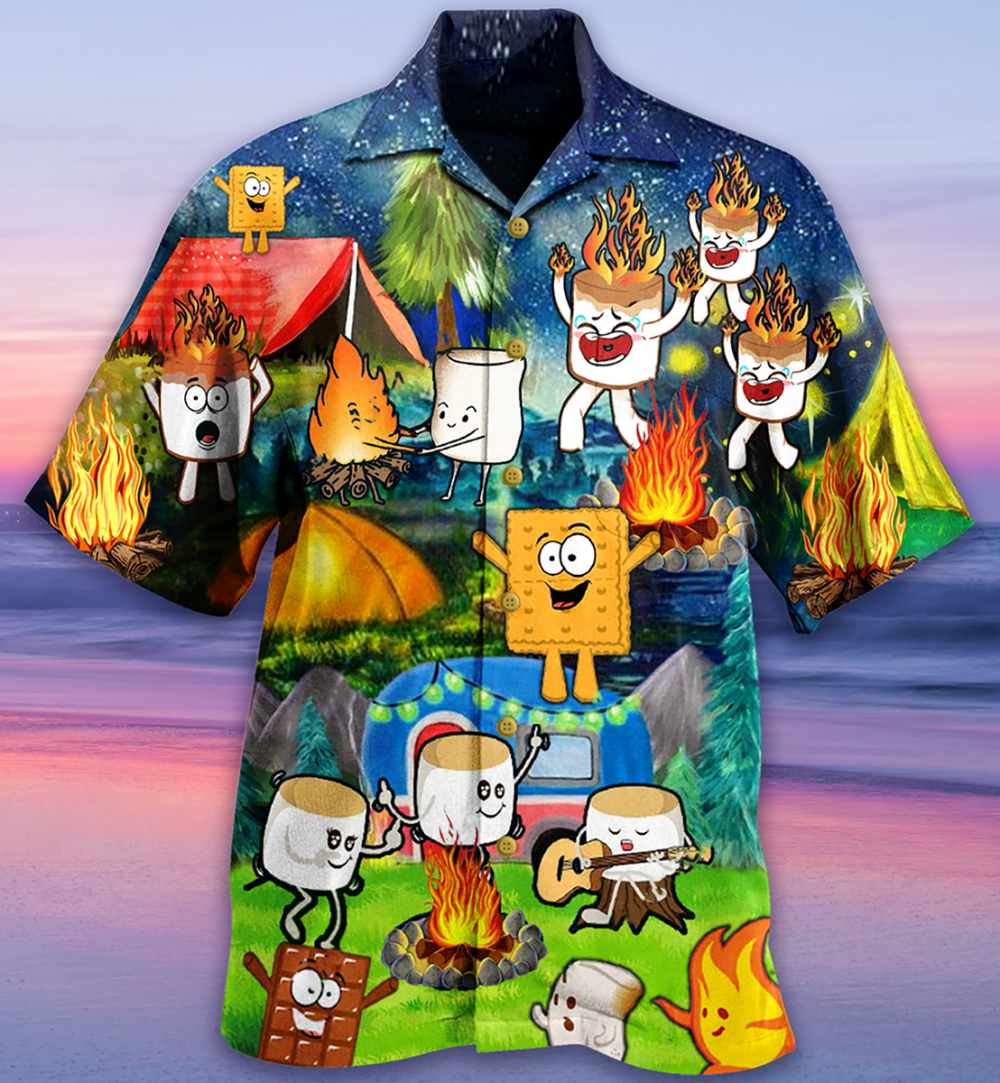 Camping Chocolate Marshmallow Fire - Hawaiian Shirt - Owl Ohh - Owl Ohh