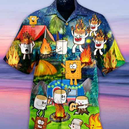 Camping Chocolate Marshmallow Fire - Hawaiian Shirt - Owl Ohh - Owl Ohh