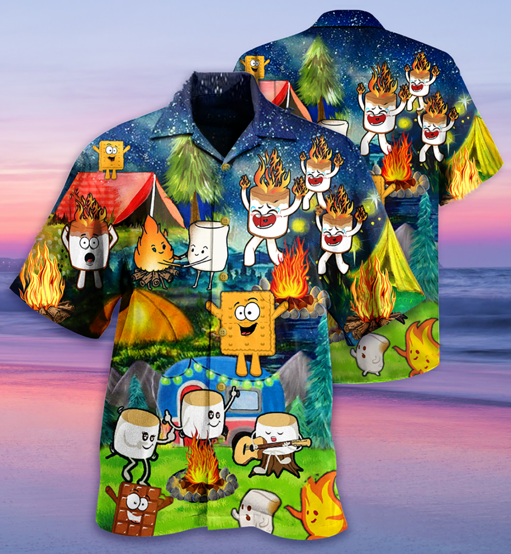 Camping Chocolate Marshmallow Fire - Hawaiian Shirt - Owl Ohh - Owl Ohh