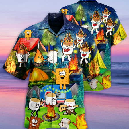 Camping Chocolate Marshmallow Fire - Hawaiian Shirt - Owl Ohh - Owl Ohh