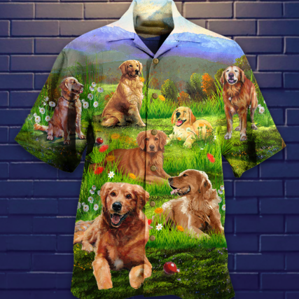 Golden Retriever Love Play The Beautiful Grass - Hawaiian Shirt - Owl Ohh - Owl Ohh