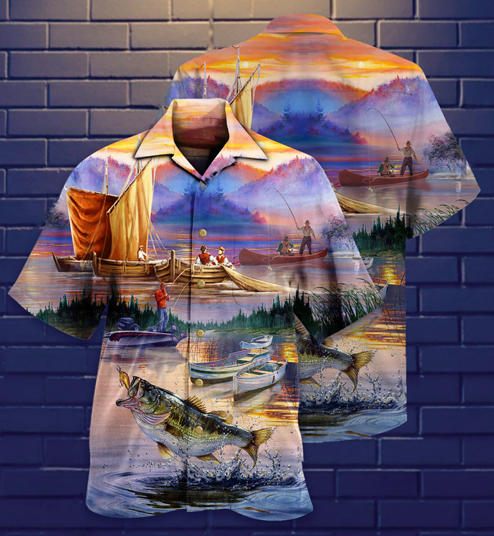 Fishing Under Sunset Cool - Hawaiian Shirt - Owl Ohh - Owl Ohh