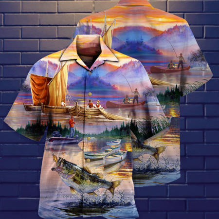Fishing Under Sunset Cool - Hawaiian Shirt - Owl Ohh - Owl Ohh