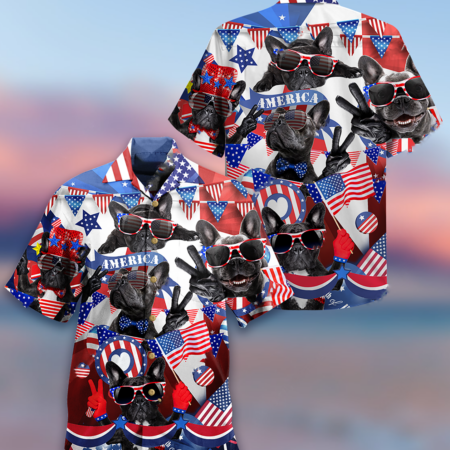 French Bulldog Loves America - Hawaiian Shirt - Owl Ohh - Owl Ohh