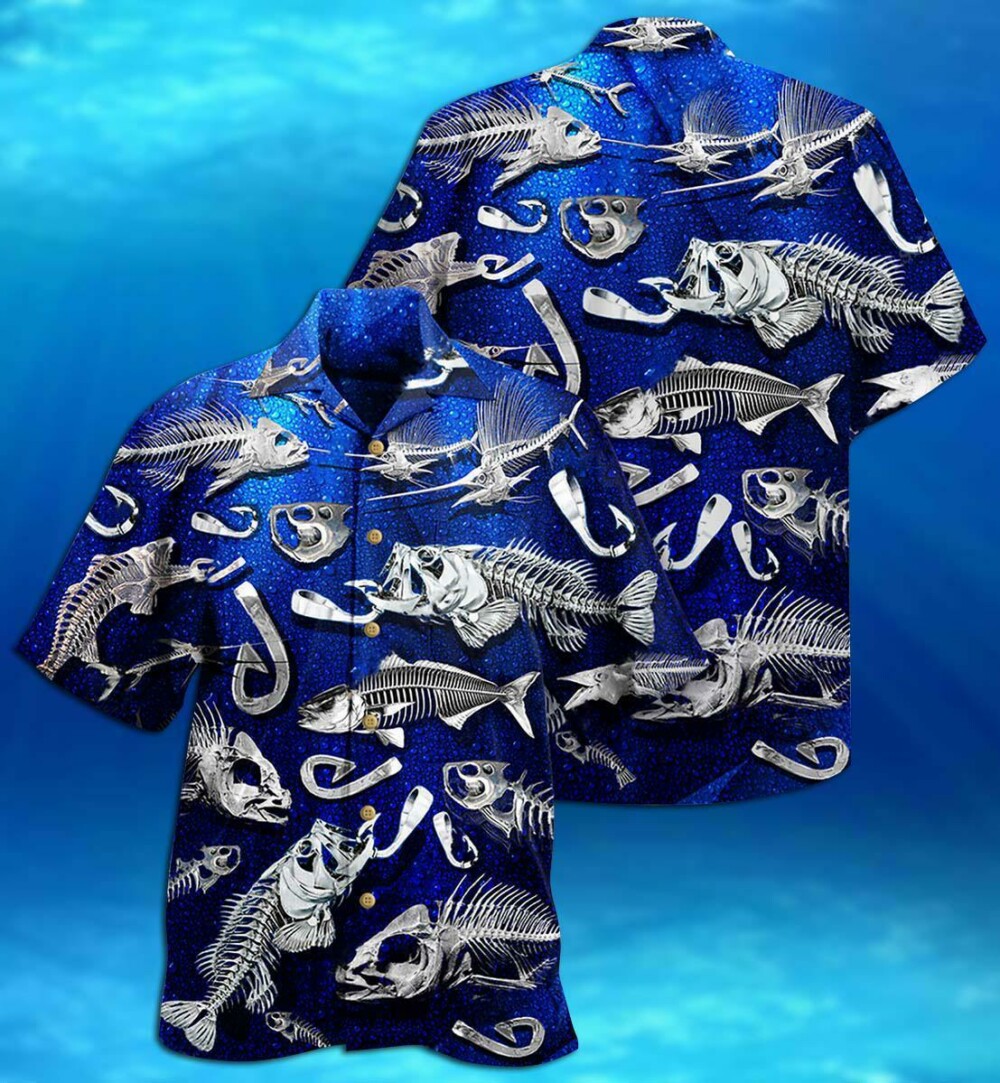 Fishing Fishbone Blue Style - Hawaiian Shirt - Owl Ohh - Owl Ohh