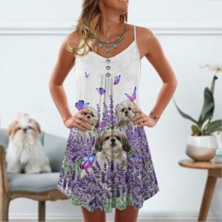 Dog Purple Flower Shih Tzu - Summer Dress - Owl Ohh - Owl Ohh