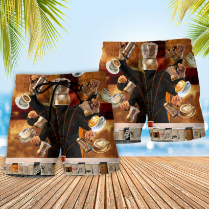 Barista Keep Calm It’s Coffee O’clock - Beach Short - Owl Ohh - Owl Ohh