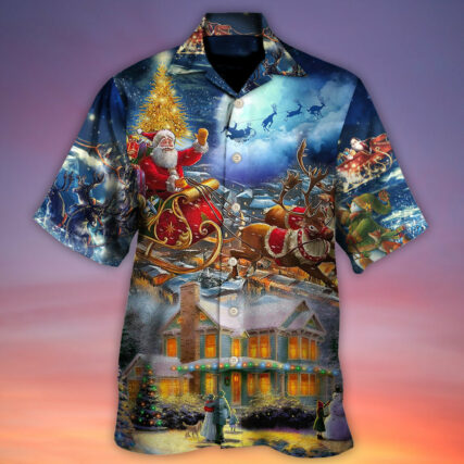 Christmas Santa Claus Snowman Family In Love Light Art Style - Hawaiian Shirt - Owl Ohh - Owl Ohh