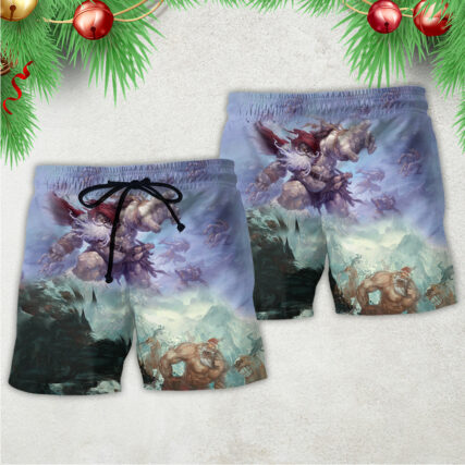 Christmas Santa Dark World Battle - Beach Short - Owl Ohh - Owl Ohh