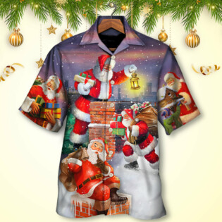 Christmas Having Fun With Santa Claus Gift For Xmas Art Style - Hawaiian Shirt - Owl Ohh for men and women, kids - Owl Ohh