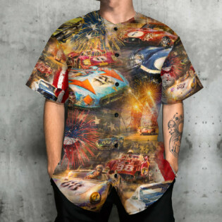 Car Racing Independence Day Love Racing Style - Baseball Jersey - Owl Ohh - Owl Ohh