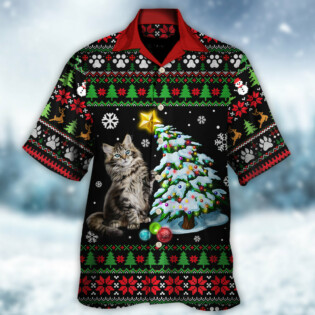 Cat Wreck The Tree Light Funny Ugly Style Christmas - Hawaiian Shirt - Owl Ohh - Owl Ohh