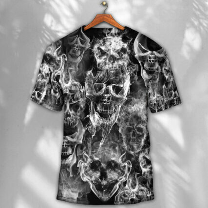 Skull Smoke Kill This Life - Round Neck T-shirt - Owl Ohh - Owl Ohh