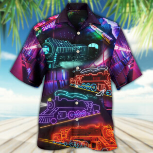 Train Neon Art Night Life - Hawaiian Shirt - Owl Ohh - Owl Ohh