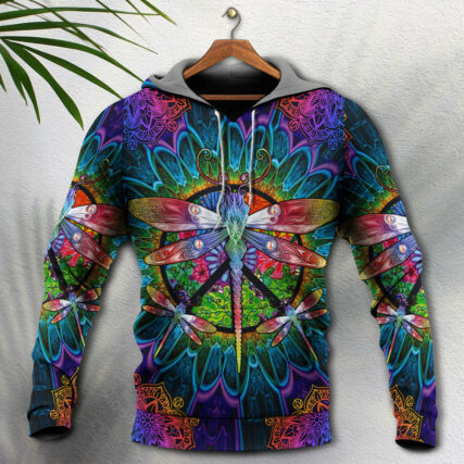 Hippie Colorful Dragonfly Mandala Peace Life - Hoodie - Owl Ohh - Owl Ohh