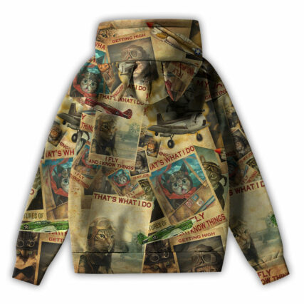 Cat Pilot Amazing Vintage Style - Ears Hoodie - Owl Ohh - Owl Ohh