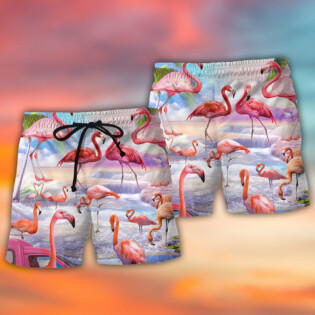 Flamingo In The Paradise Cool Style - Beach Short - Owl Ohh - Owl Ohh