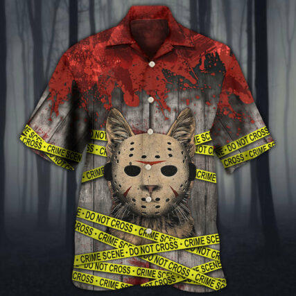 Cat Halloween Horror Cat - Hawaiian Shirt - Owl Ohh - Owl Ohh