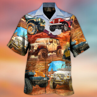 Jeep In The Desert Vintage Art Style - Hawaiian Shirt - Owl Ohh - Owl Ohh